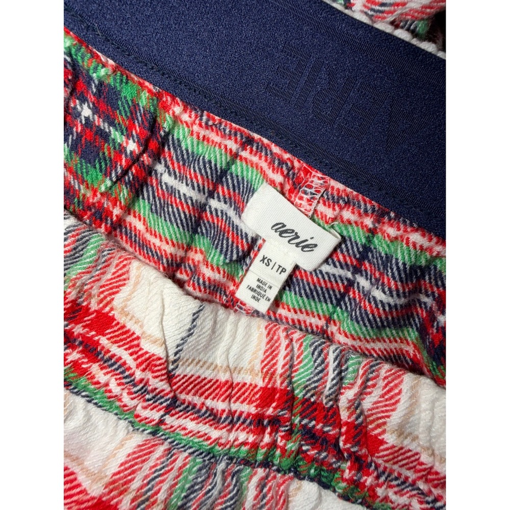 Aerie Red Plaid Ruffle Pajama Shorts Womens XS Holiday Christmas Sleepwear - Picture 3 of 6